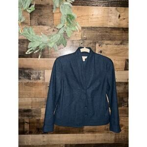 Coldwater Creek Funnel Neck Herringbone Jacket Blue Size P6
